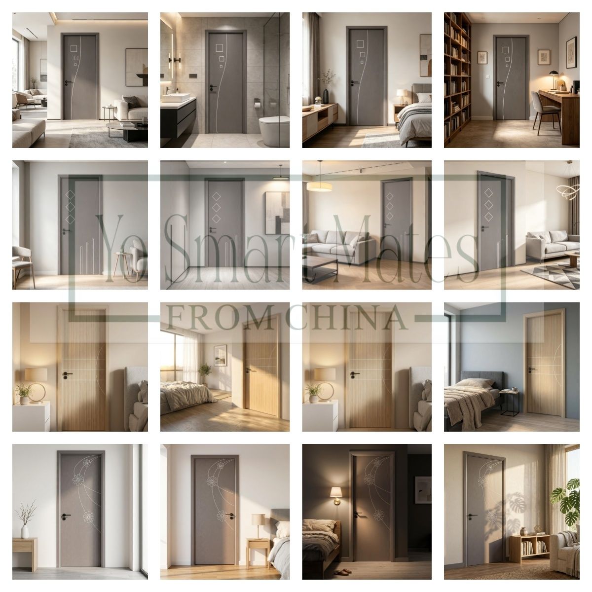 Soundproof Minimalist Design Solid Wood Interior Door Customizable WPC Interior Door for Hotel Renovation