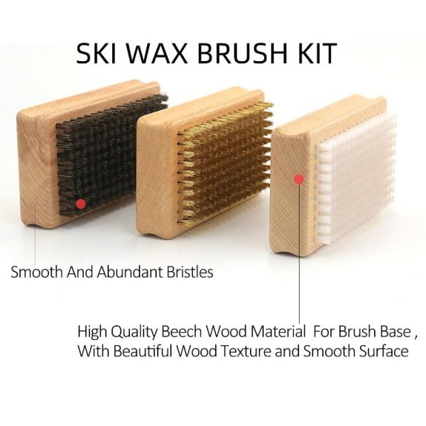 Ski Snowboard Waxing Brush Speed Kits Nylon / Brass / Horsehair 3 Packs