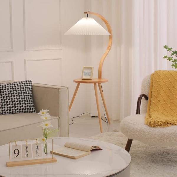 Lampe de chevet en bois solide de chambre à coucher de meubles de Tableau de thé de pièce de Tray Floor Lamp For Living