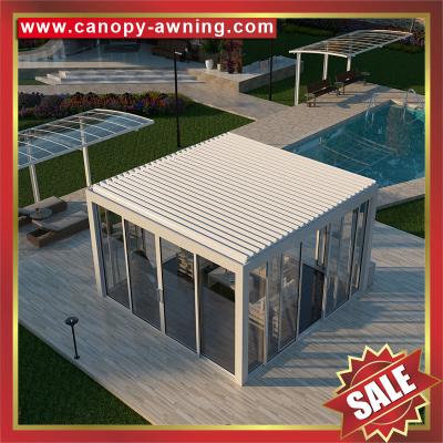 outdoor backyard Modern Aluminium Opening louvered shutter Roof Pergola gazebo shelter glass sunroom for sale