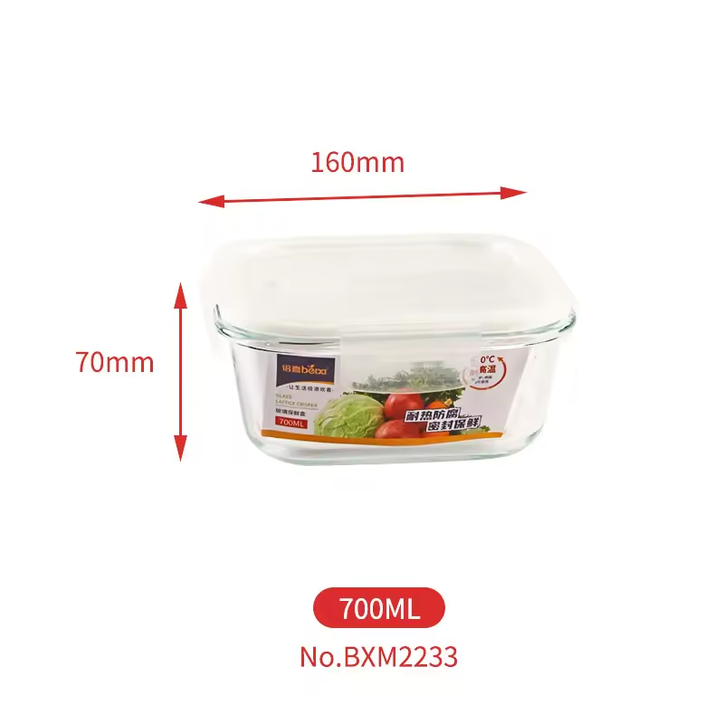 Hot Selling Kitchen Use Food Storage Container Box Transparent Glass Organizers Portable Bento Box with Lids