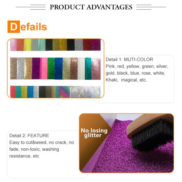 Le vinyle fait sur commande de transfert de chaleur de scintillement couvre pour le tissu de textile