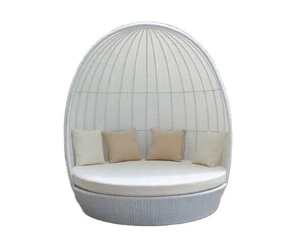 Rattan outdoor beach sunbed with tent canopy queen size rattan bed with canopy---6151