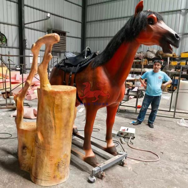 Kids Playground Animatronic Horse Ride For Theme Park Attractions