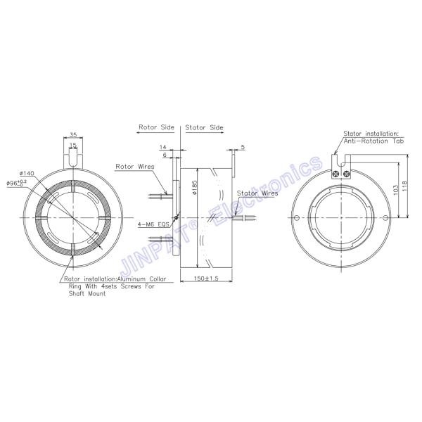 LPT096 300 оборотов в минуту через отверстие скользящего кольца внутренний диаметр 96 мм