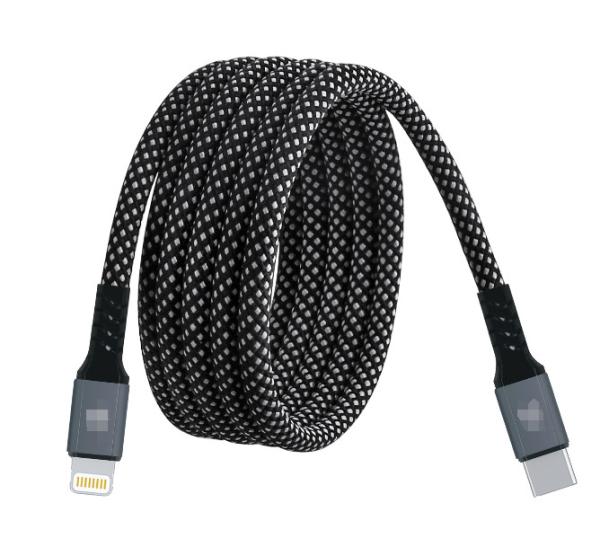Cable de charge magnétique en nylon tressé sans couture et solide C-C20V3A 60W max/C-L 9V3A 27W max
