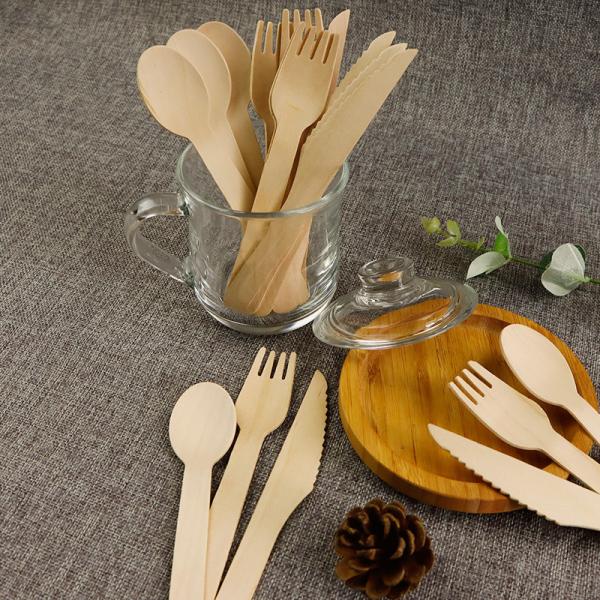 Different Size Eco-Friendly Food-Contacting Grade Biodegradable Wooden Fork Knife Spoon