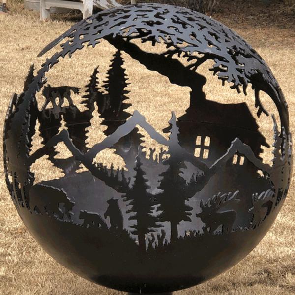 Outdoor Wood Burning Corten Steel Sphere Fire Pit Round Custom