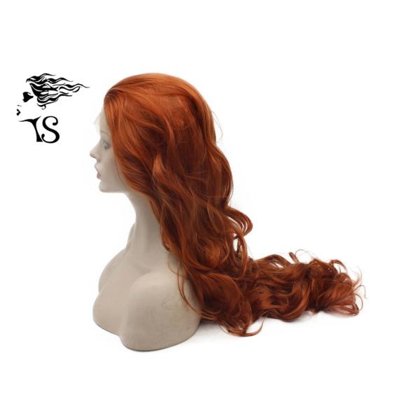 Fire Red Colorful Synthetic Lace Front Wigs , Long Wavy Lace Front Wigs 180% Density
