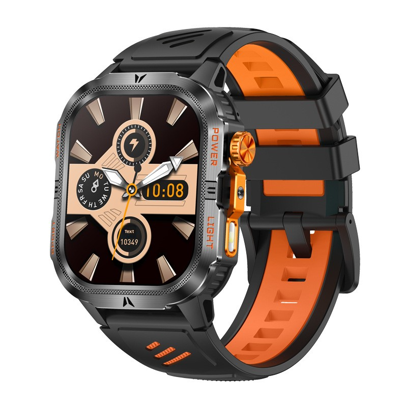 Tactical Outdoor Sports Smartwatch 2.01 Inch Bluetooth Calling IP68 Waterproof Heart Rate Men