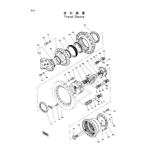 9066008 9080070 9096483 9065944 9080114 For Hitachi EX200-1 EX200K RX2000 Excavator Travel Assembly Final Drive Travel Motor DRIVE GP-FINAL -WITH MOTOR Aftermarket Original