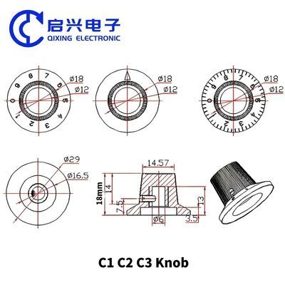 Multi Ring Potentiometer Knob 6.35mm 3590S 534 H-22-6A Digital Knob