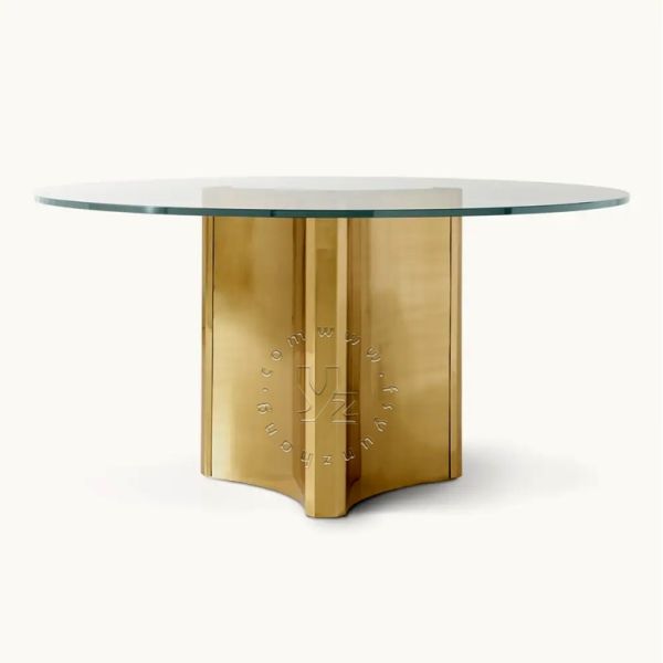 Wiltshire Round Table with Tempered Glass and Stainless Steel Base Modern Design for Hotel Dining Application