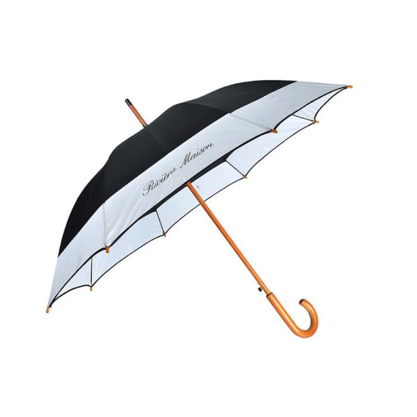 Логотип зонтиков гольфа белых материалов Понге выдвиженческий печатая деревянную ручку дж