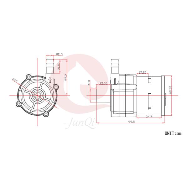 Circulation DC Brushless 24v JQ-P6201L Laser Engraving Machine Chiller Water Cooling Pump