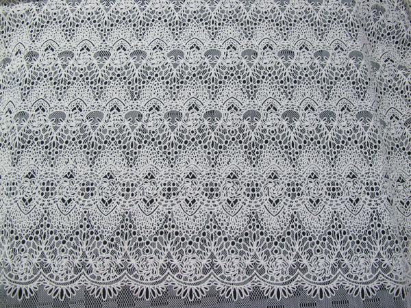 Black Unique Cotton Polyester Lace Fabric Knitted with Burnout Flower Lace for Ladies Garment(CY-DK0020)