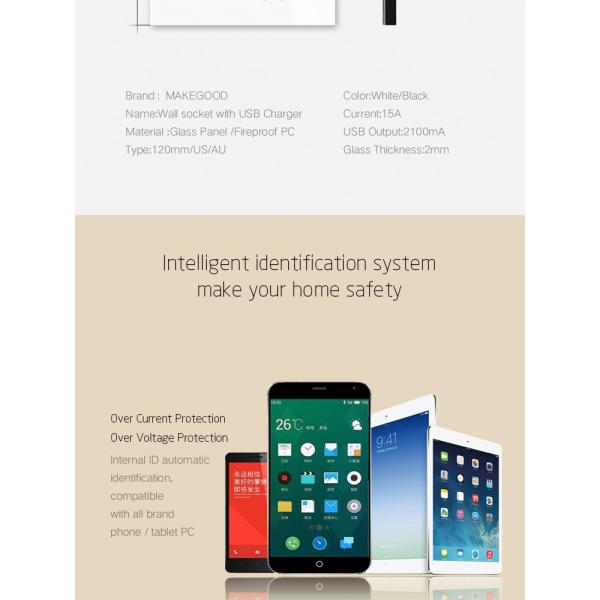 SAA Certificate Glass Panel Touch Wall Socket With Australia Standard Usb Charger Touch Power Point