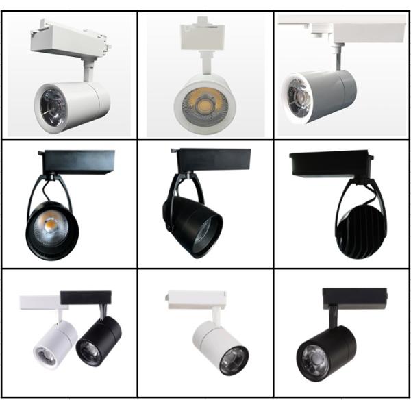AC230V 2700K-6500K 15W-40W black/white LED track light with 12°15°24° lens in shop spotlight