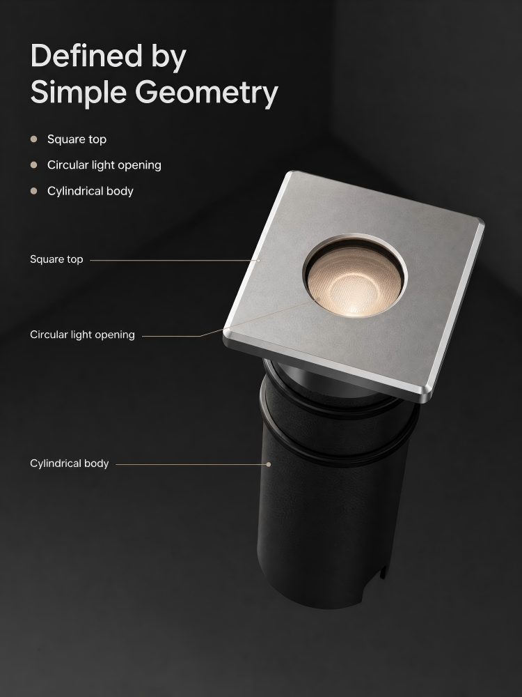 MA32 1W LED Inground Lights Square Trim LED Recessed Uplight for Modern Hardscaping