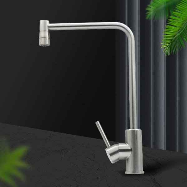 Gun Grey Curved Rotating Bathroom Vanity Faucet 304 Stainless Steel