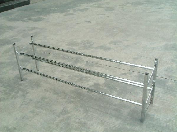 Chrome Tube Shoe Display Stand / Two Tier Stacked White Metal Shoe Rack
