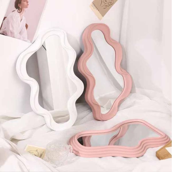 Irregularity Pink Vanity Mirror Fashion Princess Cloud Makeup Mirror Daily Makeup Korean INS Hanging Mirror