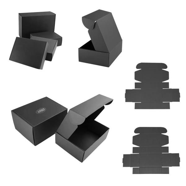 Printed Matte Black Cardboard Box Paper Packaging Mailer Shipping Boxes For Small Business