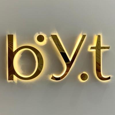 Logotipo de letras de parede de escritório em LED 3D para sinalização de publicidade comercial de metal personalizada