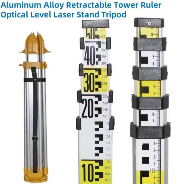 Aluminum Alloy Retractable Tower Ruler Optical Level Laser Stand Tripod For Automatic Optical Level/360 Level Measuring Tool