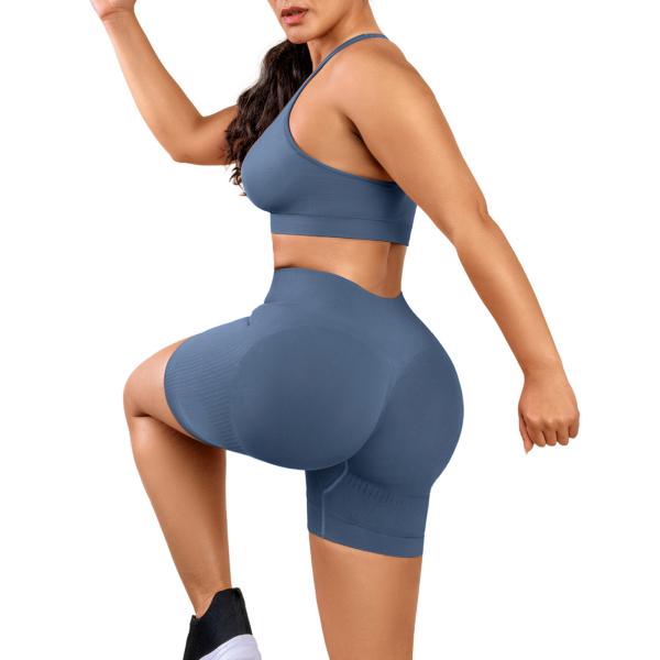 Hexin Custom Logo Женский фитнес-сет с экологически чистой тканью и высокой талией1