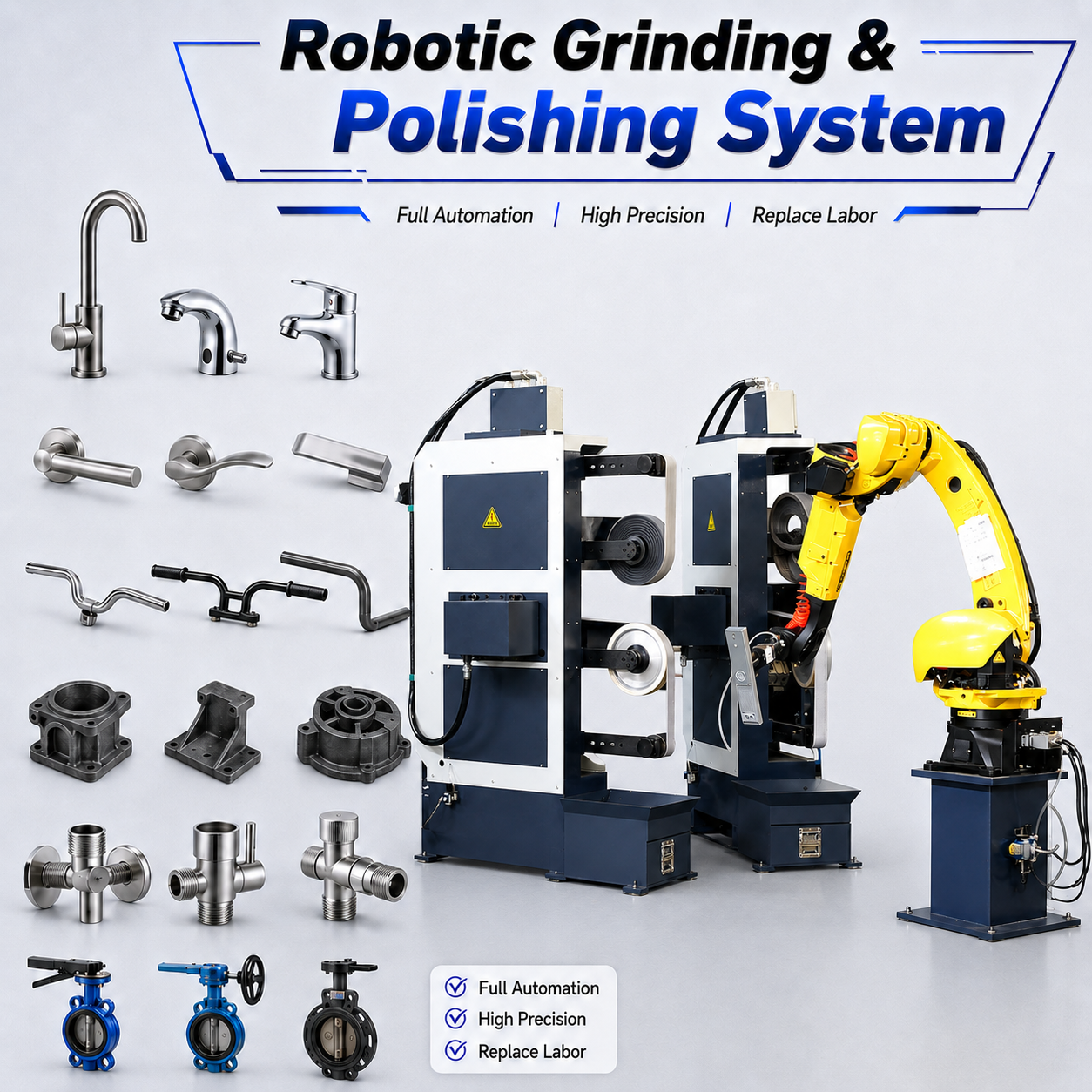 Full Automatic Robotics Deburring Polishing Grinding Machine for Motorcycle Parts Brass Faucet Hardware Door Handle