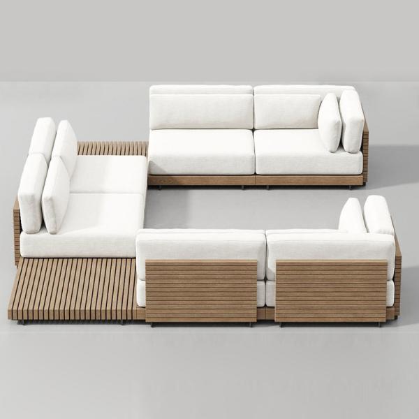 Teak Outdoor Furniture Set Aluminum Patio Furniture Sofa Set Garden Lounge Sofa