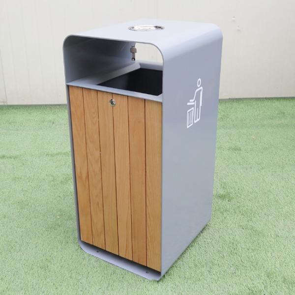 Мусорный бак квадрата 50L улицы сертификата ISO9001 на открытом воздухе деревянный