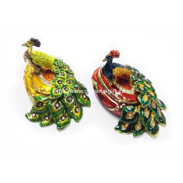 Fashion peacock shaped metal jewelry boxes peacock trinket box jewelry packing box