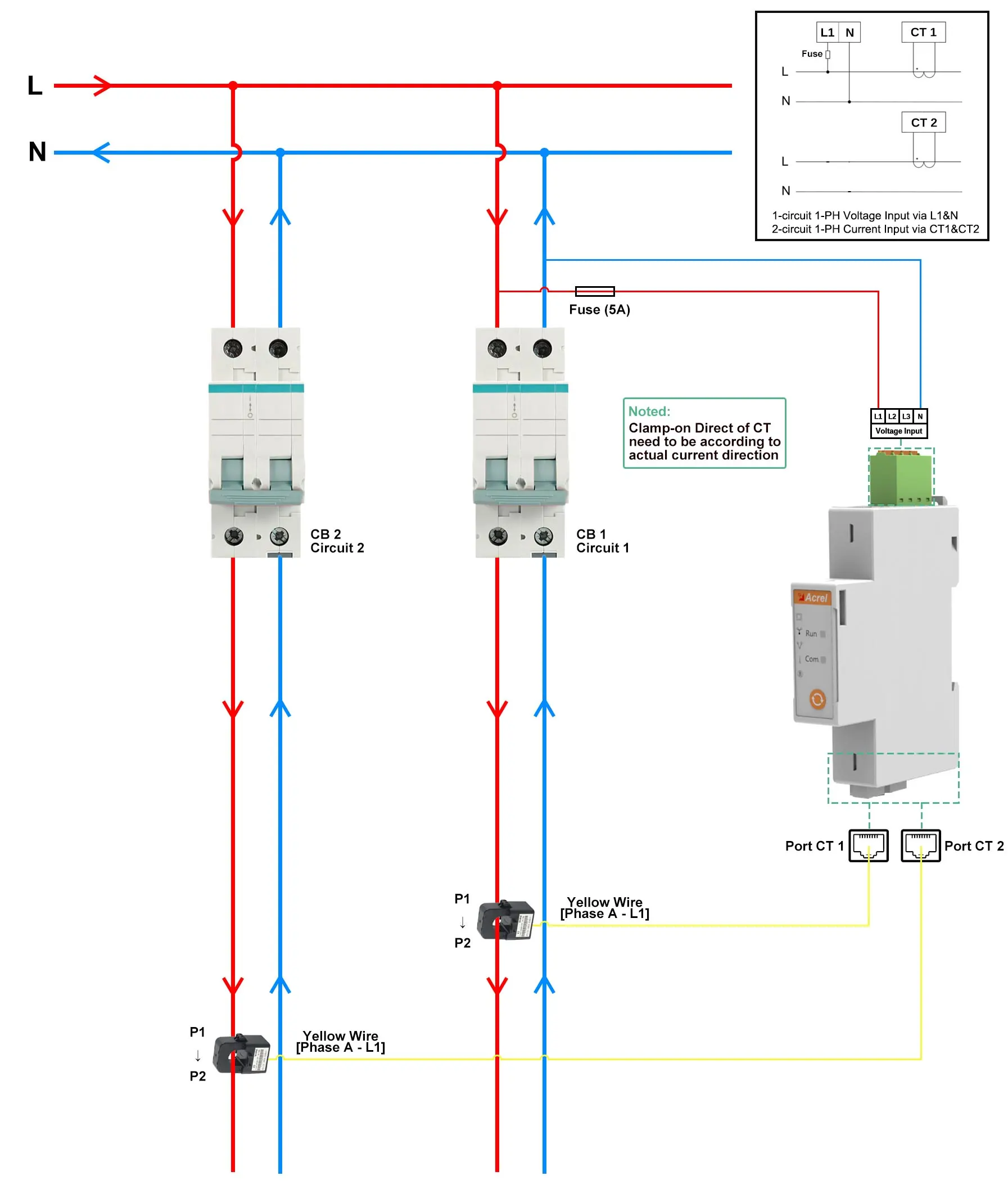 ADL200W-CT Wireless Dual-channel Single-phase Energy Meter