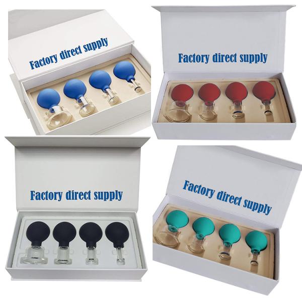 Customized 4pcs Glass Facial Cupping Set for Face Eye Lip Body in Gift Box Packaging