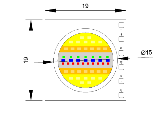 Custom Tunable COB LED 25W 300mA 1919 5 in 1 RGBCW LED COB Chip