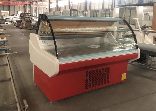 Refrigerar do fã curvou o supermercado fino de vidro de R404a serve sobre contra automático degela