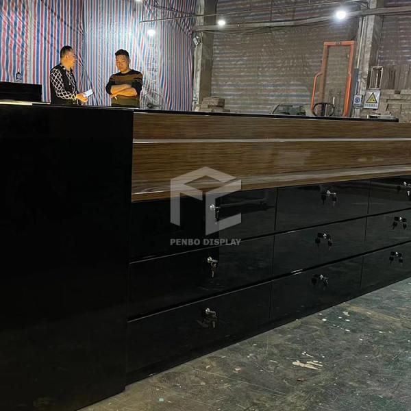 Blue Mdf Glass Smoke Display Showcase Shop Interior Design