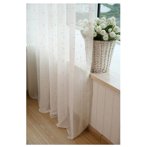 Linen Yarn Blending Pure White Bathroom Window Curtains With Different Size