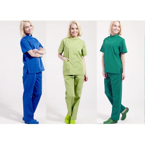 Mens Medical Scrubs Uniforms , Short Sleeve Cotton Surgical Gown Green