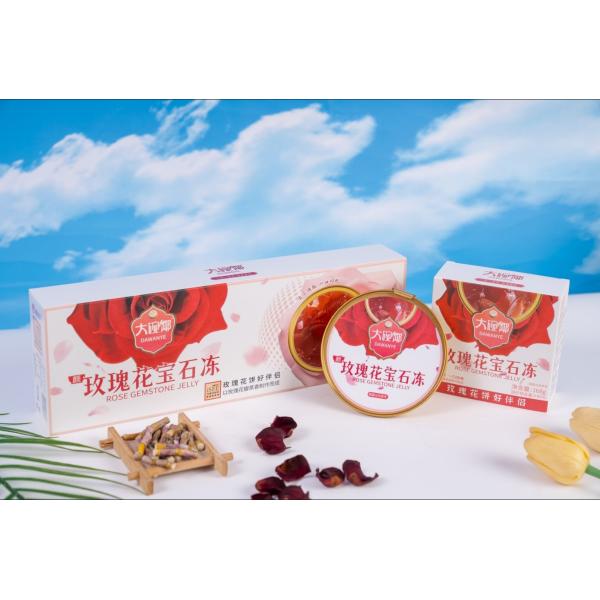 Rose Herbal Jelly with Water Chestnut and Pomegranate Juice 168g Plant Based Functional Dessert Supports Skin Radiance and Detox Ready to Eat Shelf Stable Ideal for Beauty and Wellness