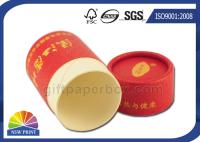 Tube rond rouge d'emballage de papier de cylindre avec l'approbation de estampillage chaude de GV d'or