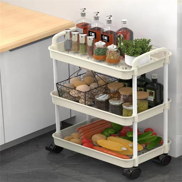 Three-layer Kitchen Rotating Shelving for Multifunctional Vegetable and Fruit Storage