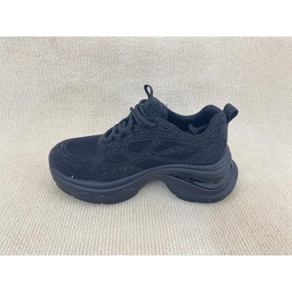 Comfort Black Rhinestone Sneakers Breathable Upper Blinged Out Sneakers