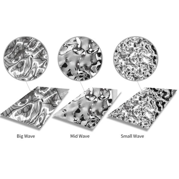 Hoja de acero inoxidable de onda de agua grado 201 304 430 espejo de oro 8K acabado de espejo