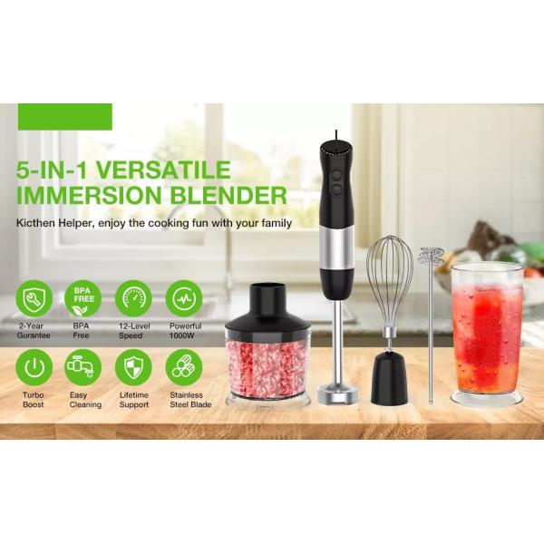 Mélangeur tenu dans la main noir d'immersion, OEM/ODM portatifs de mélangeur de main