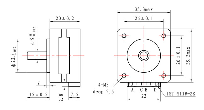 мотор 0.4A NEMA 14 35x35x20mm Stepper мотор 2 участков Stepper