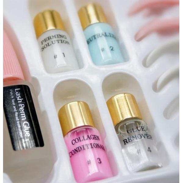 Cil permanent de cil de kit en gros bon marché d'ascenseur se courbant avec des outils de colle et de décapant de Rods pour le salon de beauté ou privé