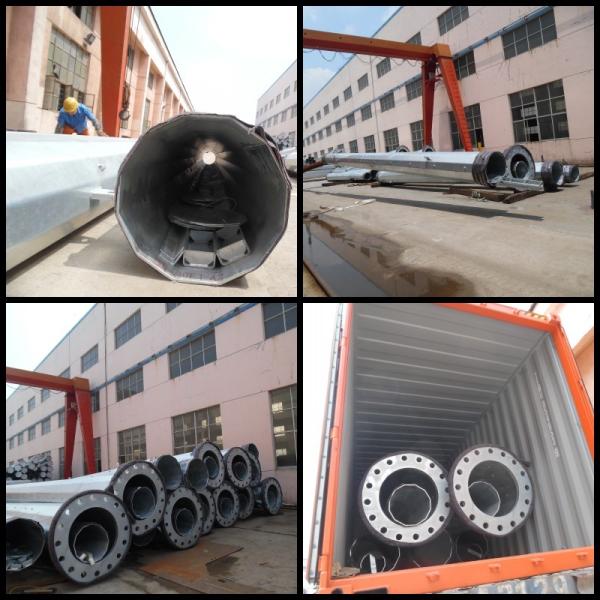 69kv Galvanized Steel Pole , Electric Power Poles With And BV Certificate